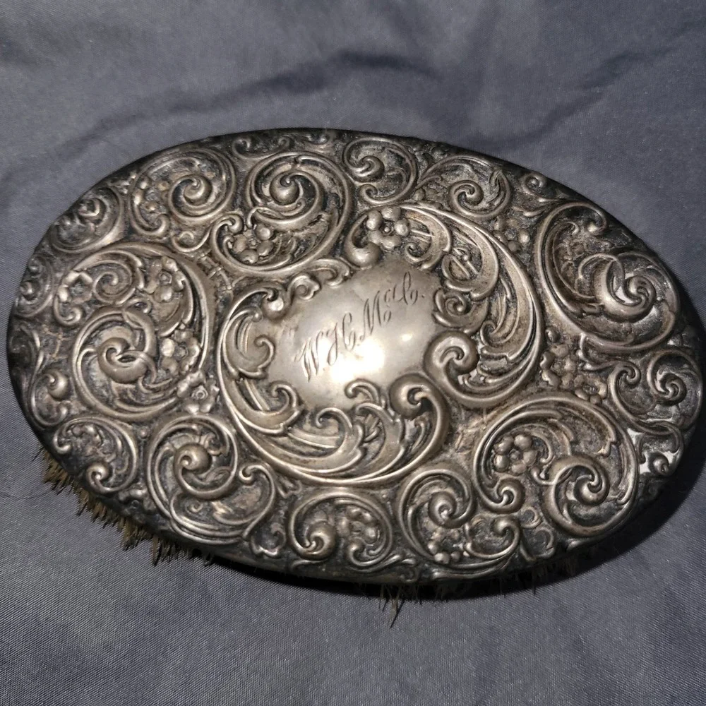 Antique Sterling 925 Engraved Vanity Brush